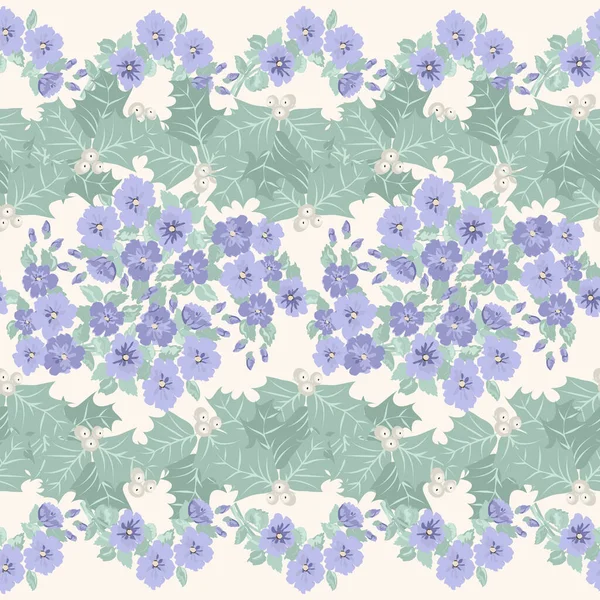 Roztomilá Hranice Rostlinami Květinový Útržek Oděvu Návrh Květin Pro Tapety — Stockový vektor