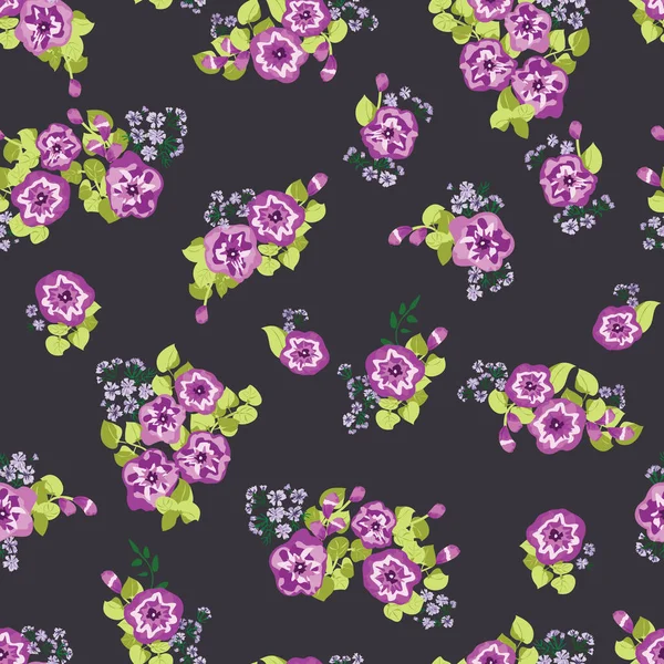 바다가없는 매혹적 인경계에 귀여운 완두콩의 꽃들이 규칙적으로 가정용 내벽을 꽃무늬 — 스톡 벡터