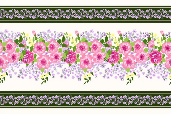Bonita Fronteira Vegetal Peça Floral Impressão Vestuário Design Flores Para — Vetor de Stock