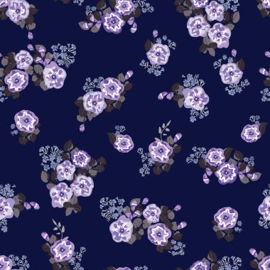 Şirin petunyalardan oluşan küçük çiçeklerle harika, pürüzsüz bir sınır. Düzenli olarak. Ev tekstil, iç mekan, çarşaf için çiçek arkaplan.