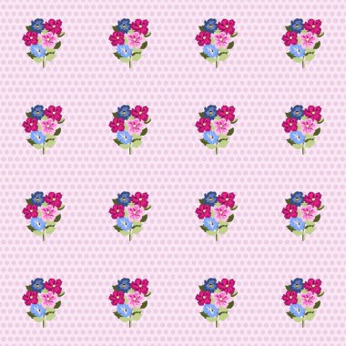 Küçük çiçeklerdeki eski besin torbası desenleri. Millefleur 'lar. Tekstil, pamuk kumaş, kapaklar, duvar kağıtları, baskı, hediye paketi ve yapıştırma kitabı için çiçeksiz arkaplan.