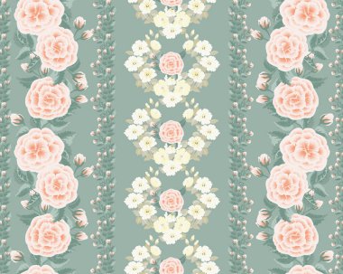  Şirin bitki kenarı. Çiçek desenli elbise izi. Duvar kağıtları, baskı, hediye paketi ve yapıştırma kitabı için çiçek tasarımı.