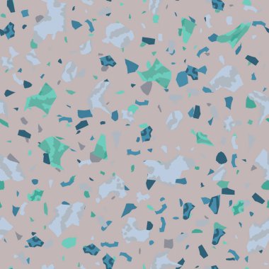 Terrazzo döşeme vektörü kusursuz desen. Zeminin dokusu, farklı bir taştan oluşmuş..