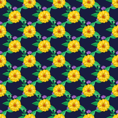 Küçük bahçe çiçekleri içinde kusursuz parlak desenler. Millefleur. Tekstil, duvar kağıdı, kapaklar, yüzey, baskı, hediye paketi, hatıra defteri, dekupaj