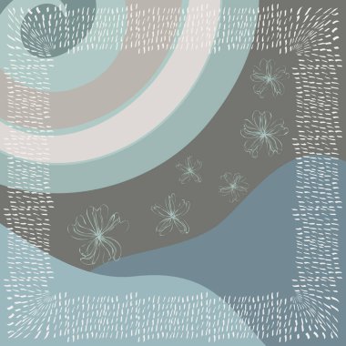 Fular çiçek desenli. Bandana, pareo, yastık, ev yapımı tekstil. Şal izi, tekstil için tropikal arkaplan