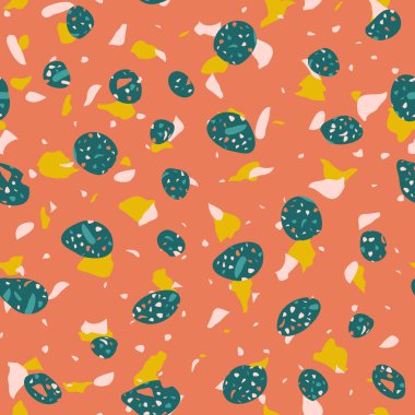 Terrazzo döşeme vektörü kusursuz desen. Zeminin dokusu, farklı bir taştan oluşmuş..