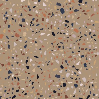 Terrazzo döşeme vektörü kusursuz desen. Zeminin dokusu, farklı bir taştan oluşmuş..