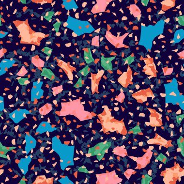 Terrazzo döşeme vektörü kusursuz desen. Zeminin dokusu, farklı bir taştan oluşmuş..