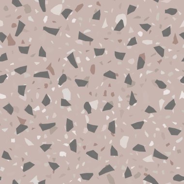 Terrazzo döşeme vektörü kusursuz desen. Zeminin dokusu, farklı bir taştan oluşmuş..