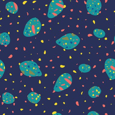 Terrazzo döşeme vektörü kusursuz desen. Zeminin dokusu, farklı bir taştan oluşmuş..