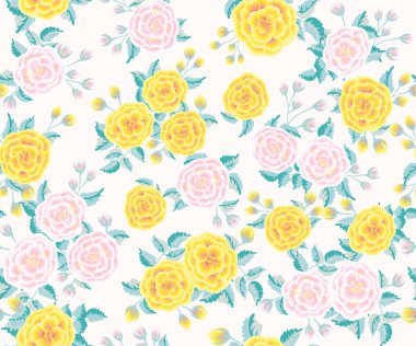 Yaban gülleri ile kusursuz çiçek deseni. Moda renkleri.