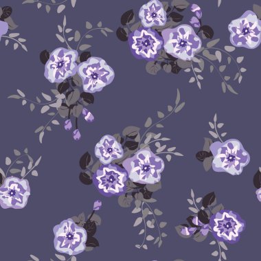 Küçük parlak çiçekleri olan hoş, pürüzsüz bir desen. Düzenli olarak. Ev yapımı tekstil, iç mekan, çarşaf için basit arkaplan.