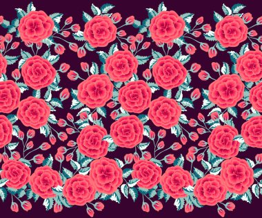 Yaban gülleri ile kusursuz çiçek deseni. Moda renkleri.
