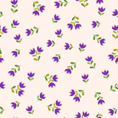 Küçük çiçeklerdeki basit şirin desen. Tekstil veya kitap kapakları, imalat, duvar kağıtları, baskı, hediye paketi ve yapıştırma kitabı için çiçeksiz arka plan