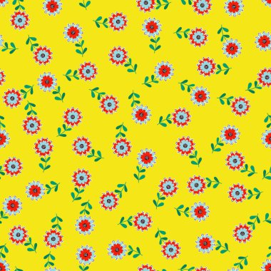 Küçük çiçeklerdeki basit şirin desen. Tekstil veya kitap kapakları, imalat, duvar kağıtları, baskı, hediye paketi ve yapıştırma kitabı için çiçeksiz arka plan