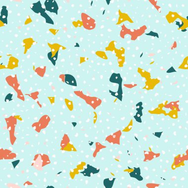 Terrazzo döşeme vektörü kusursuz desen. Zeminin dokusu, farklı bir taştan oluşmuş.. 