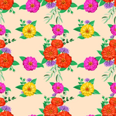 Küçük bahçe çiçekleri içinde kusursuz parlak desenler. Millefleur. Tekstil, duvar kağıdı, kapaklar, yüzey, baskı, hediye paketi, hatıra defteri, dekupaj
