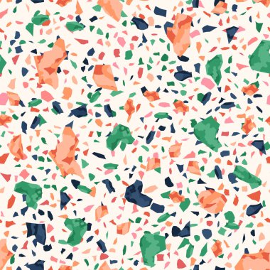 Terrazzo döşeme vektörü kusursuz desen. Zeminin dokusu, farklı bir taştan oluşmuş.. 