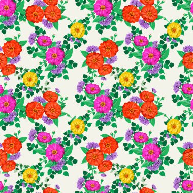 Küçük bahçe çiçekleri içinde kusursuz parlak desenler. Millefleur. Tekstil, duvar kağıdı, kapaklar, yüzey, baskı, hediye paketi, hatıra defteri, dekupaj