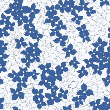 Küçük saf çiçekler kusursuz desen. Kaotik düzen. Özgürlük tarzında yaz modasına uygun çiçek geçmişi. Tekstil, duvar kağıdı, yüzey, baskı, hediye paketi, hatıra defteri, dekupaj