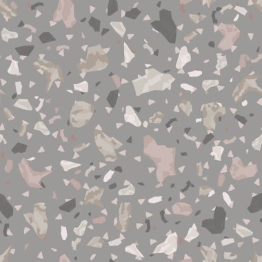 Terrazzo döşeme vektörü kusursuz desen. Zeminin dokusu, farklı bir taştan oluşmuş.. 