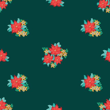 Basit küçük çiçekli kusursuz çiçek deseni. Millefleur tarzı. Tekstil, duvar kağıdı, kapaklar, yüzey, yazdırma, paketleme, kupür defteri, dekupaj için bitki arkaplanı. 