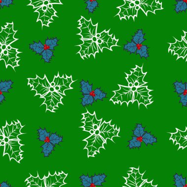 Holly kusursuz desensiz vektör çizimi 