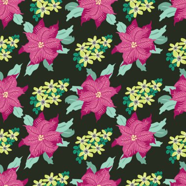 Basit küçük çiçekli kusursuz çiçek deseni. Millefleur tarzı. Tekstil, duvar kağıdı, kapaklar, yüzey, yazdırma, paketleme, kupür defteri, dekupaj için bitki arkaplanı. 