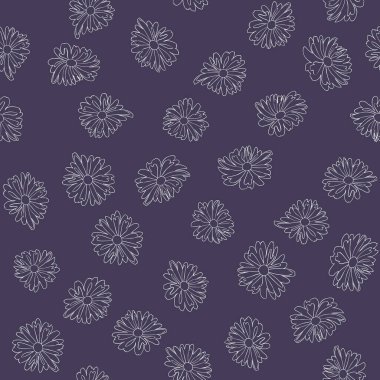  Kusursuz bitki deseni. Küçük şirin papatya çiçekleri. Moda baskıları, duvar kağıtları ve yüzey için modaya uygun çiçek arkaplanı. Düzenli olarak. Ülke biçimi