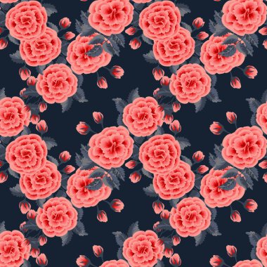 Çiçek desenli, tek bir resim taklidiyle. Gül çiçekleriyle kusursuz halk deseni. Eski tarz arka plan. Tekstil, duvar kağıdı, kapaklar, yüzey, baskı, hediye paketi, dekupaj.