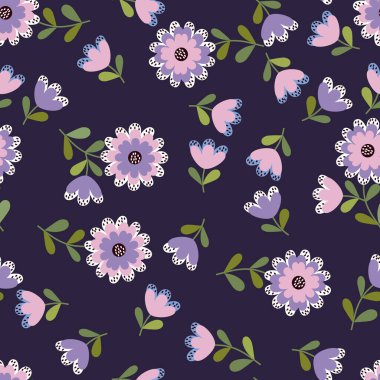 Küçük çiçeklerdeki basit şirin desen. Tekstil veya kitap kapakları, imalat, duvar kağıtları, baskı, hediye paketi ve yapıştırma kitabı için çiçeksiz arka plan