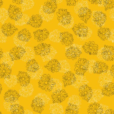  Kusursuz bitki deseni. Küçük şirin papatya çiçekleri. Moda baskıları, duvar kağıtları ve yüzey için modaya uygun çiçek arkaplanı. Düzenli olarak. Ülke biçimi