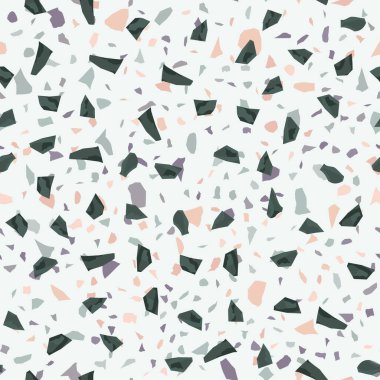  Kusursuz soyut terrazzo deseni. Tekstil veya kitap kapakları için yaratıcı illüstrasyon, imalat, duvar kağıtları, baskı, hediye paketi, döşeme