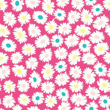  Kusursuz bitki deseni. Küçük şirin papatya çiçekleri. Moda baskıları, duvar kağıtları ve yüzey için modaya uygun çiçek arkaplanı. Düzenli olarak. Ülke biçimi