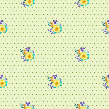 Şirin petunyaların küçük çiçekleriyle hoş, pürüzsüz bir desen. Düzenli olarak. Taşra tarzı millefleurlar. Ev tekstil, iç mekan, çarşaf için çiçek arkaplan.