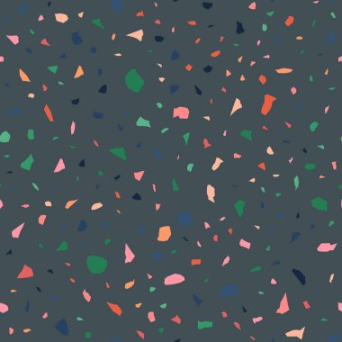  Terrazzo döşeme vektörü kusursuz desen. Zeminin dokusu, farklı bir taştan oluşmuş..