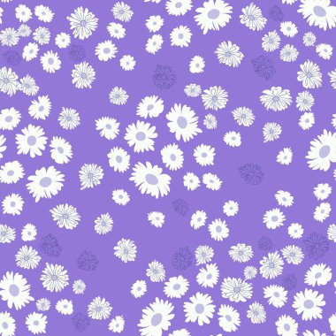  Kusursuz bitki deseni. Küçük şirin papatya çiçekleri. Moda baskıları, duvar kağıtları ve yüzey için modaya uygun çiçek arkaplanı. Düzenli olarak. Ülke biçimi