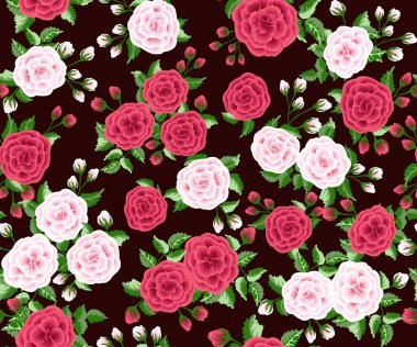 Köpek gülü çiçekleri ve taze dallardan elde çizilmiş vektör deseni. Tekstil ya da kitap kapakları, imalat, duvar kağıtları, baskı, hediye paketi ve yapıştırma kitabı için klasik arka plan.