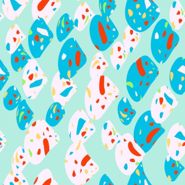  Kusursuz soyut terrazzo deseni. Tekstil veya kitap kapakları için yaratıcı illüstrasyon, imalat, duvar kağıtları, baskı, hediye paketi, döşeme