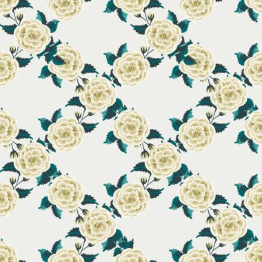 Çiçek desenli, tek bir resim taklidiyle. Gül çiçekleriyle kusursuz halk deseni. Eski tarz arka plan. Tekstil, duvar kağıdı, kapaklar, yüzey, baskı, hediye paketi, dekupaj.