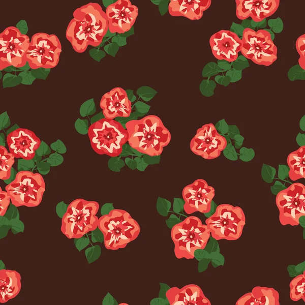 Delicioso Borde Sin Costuras Con Pequeñas Flores Petunias Lindas Orden — Vector de stock