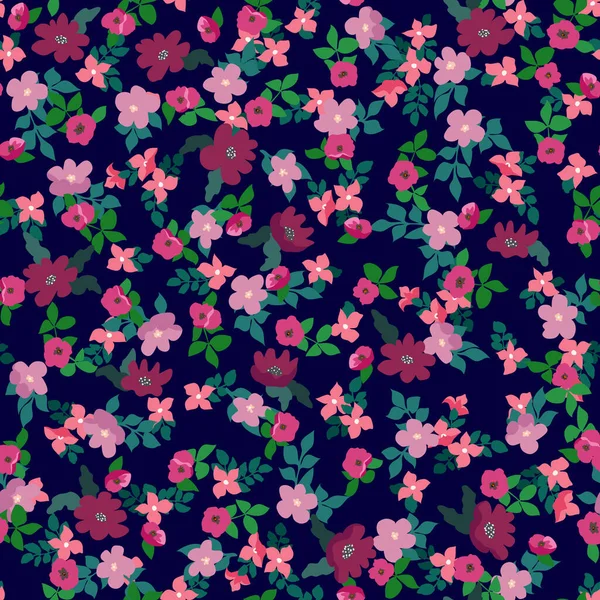 Маленькие Наивные Цветы Узоров Хаотичный Порядок Летний Модный Цветочный Фон — стоковый вектор