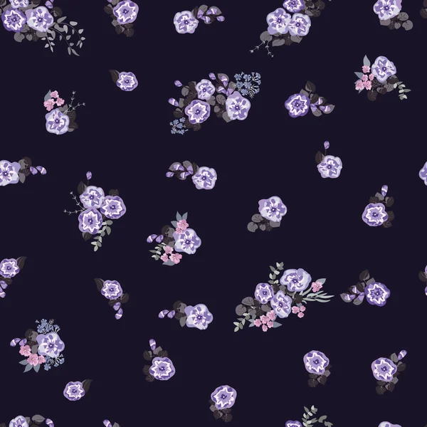 Délicieuse Bordure Sans Couture Avec Petites Fleurs Pétunias Mignons Ordre — Image vectorielle