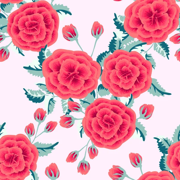 Seamless Floral Pattern Wild Roses Trendy Colors — Stock Vector