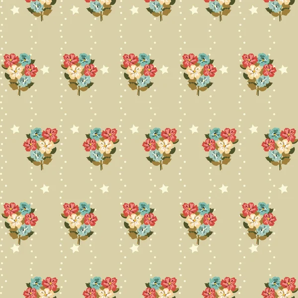 Vintage Feedsack Pattern Small Flowers Millefleurs Floral Sweet Seamless Background — Stock Vector