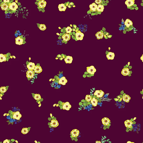 Восхитительная Бесшовная Граница Маленькими Цветами Милых Петуний Обычный Заказ Цветочный — стоковый вектор