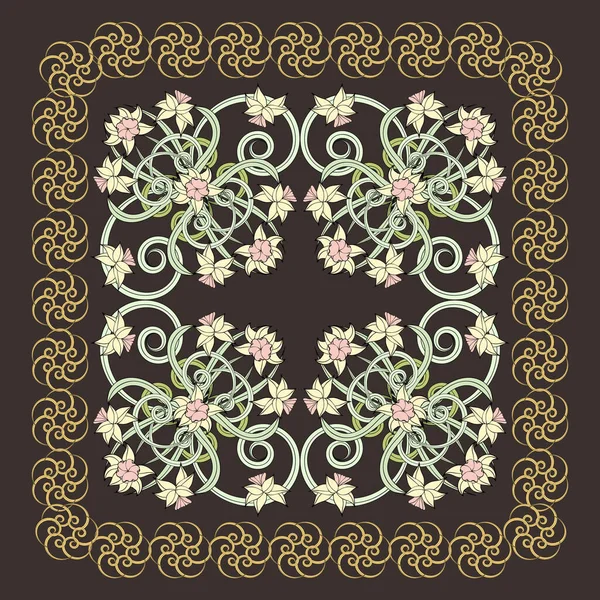 Composición Cuadrada Pequeños Narcisos Art Nouveau Style Fondos Florales Vintage — Vector de stock