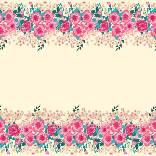 Leuke Plantenrand Bloemstuk Van Kledingprint Bloemen Ontwerp Voor Wallpapers Print — Stockvector