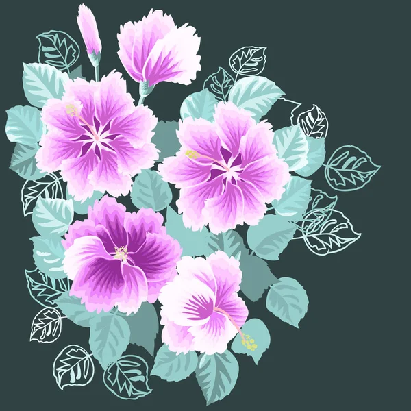 Nahtlos Hübsches Muster Kleinen Niedlichen Hibiskusblüten Floraler Hintergrund Für Textilien — Stockvektor