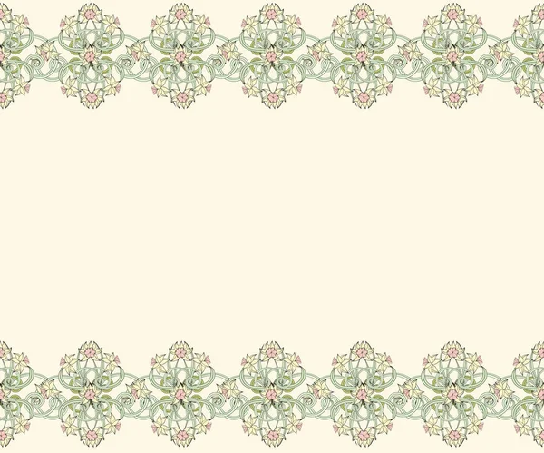 小さなナルシシズムへの花のヴィンテージ招待状 アールヌーボー様式 グリーティングカードのテンプレート ポスター 結婚式の招待状 カレンダーのためのデザインアートワーク テキストの場所 — ストックベクタ